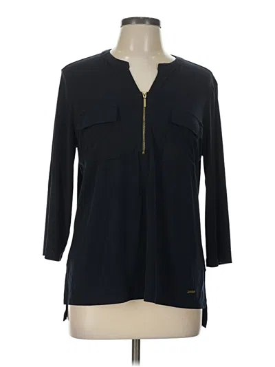 Pre-owned Ellen Tracy 3/4 Sleeve Top Black Crew Neck Tops