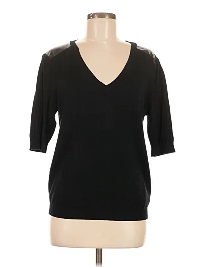 Pre-owned Ellen Tracy 3/4 Sleeve Top Black V-neck Tops