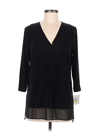 Ellen Tracy 3/4 Sleeve Top Black V-neck Tops