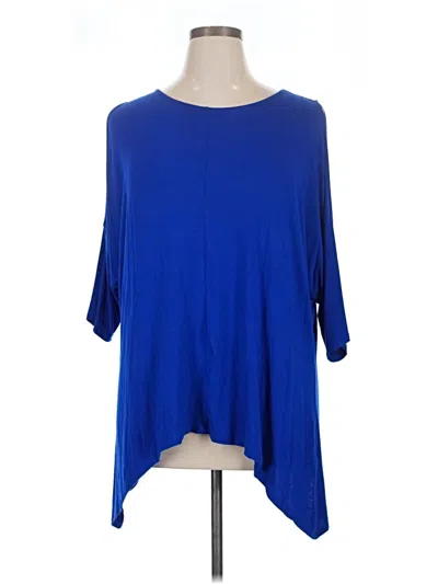 Pre-owned Ellen Tracy 3/4 Sleeve Top Blue Boatneck Tops