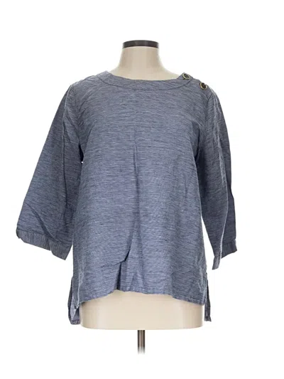 Pre-owned Ellen Tracy 3/4 Sleeve Top Gray Boatneck Tops