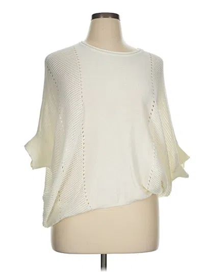 Pre-owned Ellen Tracy 3/4 Sleeve Top Ivory Cold Shoulder Neckline Tops In White