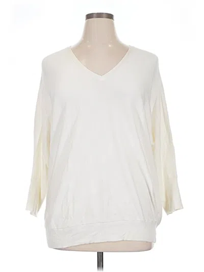 Pre-owned Ellen Tracy 3/4 Sleeve Top Ivory V-neck Tops