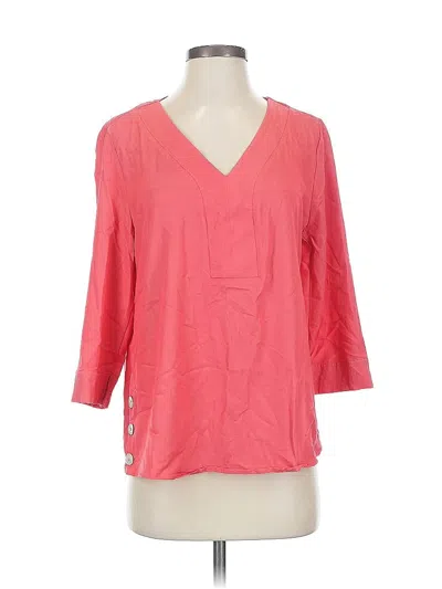 Pre-owned Ellen Tracy 3/4 Sleeve Top Pink V Neck Tops