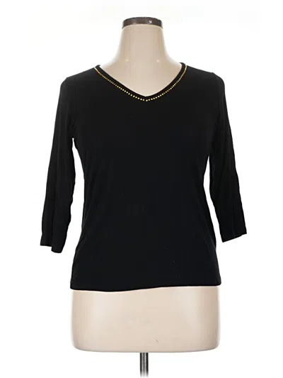 Pre-owned Ellen Tracy 3/4 Sleeve T-shirt In Black