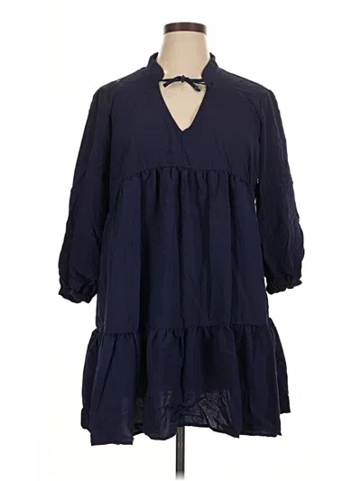 Pre-owned Ellen Tracy 3/4 Sleeve T-shirt In Blue