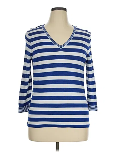 Pre-owned Ellen Tracy 3/4 Sleeve T-shirt In Blue