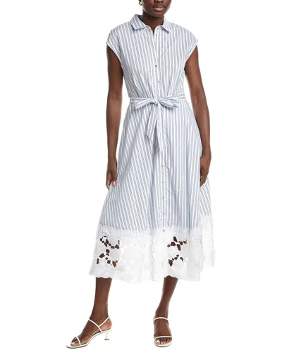 Ellen Tracy 3d Cutout Broderie Poplin Shirtdress In Blue