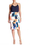 Ellen Tracy Abstract Print Pencil Skirt In White In White