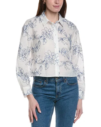 Ellen Tracy Allover Embroidered Top In White