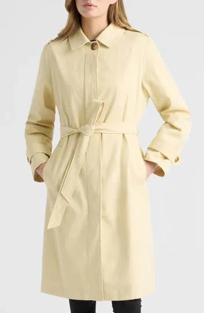 Ellen Tracy Belted Canvas Trench Coat In Yellow