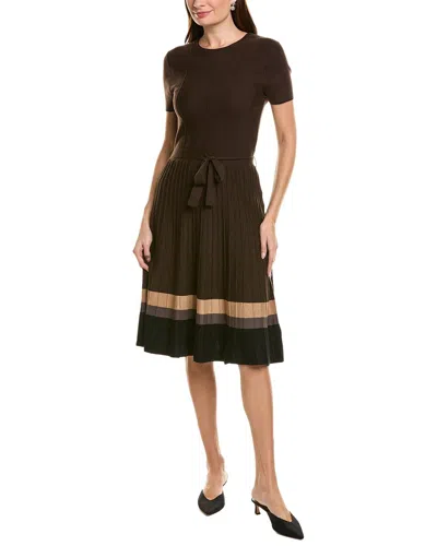Ellen Tracy Belted Dress In Brown