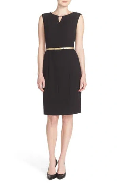 Ellen Tracy Belted Sheath Dress In Black