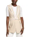 Ellen Tracy Belted Sleeveless Linen-blend Blazer