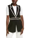 Ellen Tracy Belted Sleeveless Linen-blend Blazer In Black