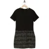 Ellen Tracy Bow Detail Mixed Media Dress In Black