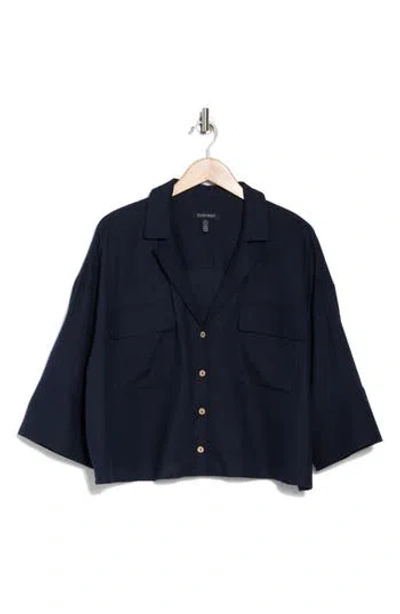 Ellen Tracy Boxy Cuffed Sleeve Button-down Shirt