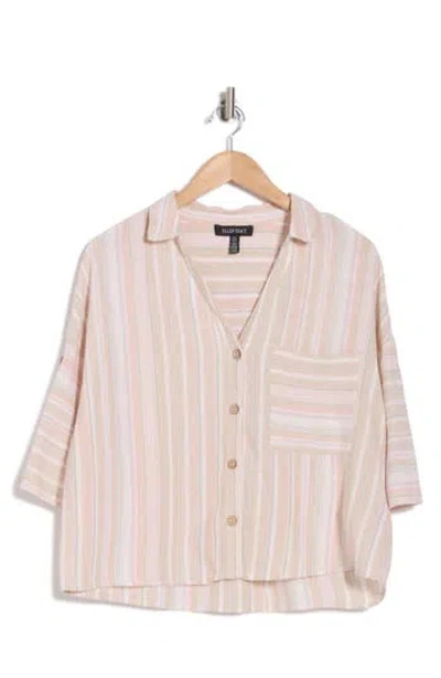 Ellen Tracy Boxy Short Sleeve Crop Button-up Shirt