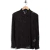Ellen Tracy Burnout Floral Button-up Shirt In Black