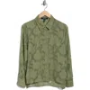 Ellen Tracy Burnout Floral Button-up Shirt In Green