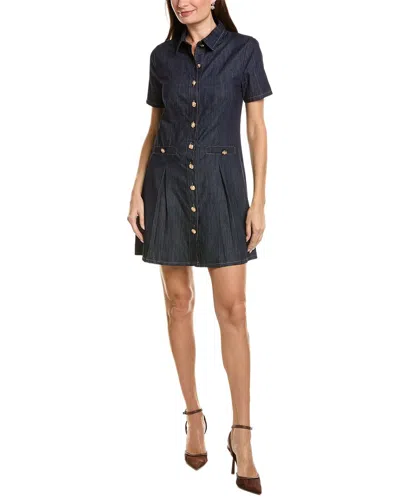 Ellen Tracy Button Front Denim Dress In Blue