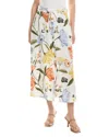 Ellen Tracy Button Front Flared Linen-blend Midi Skirt In Multi
