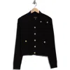 Ellen Tracy Button Front Sailor Collar Cardigan In Black