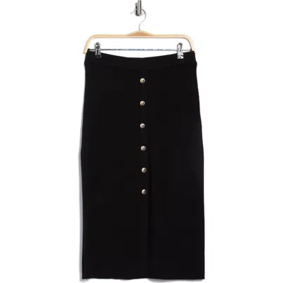 Ellen Tracy Button Front Sweater Skirt In Black