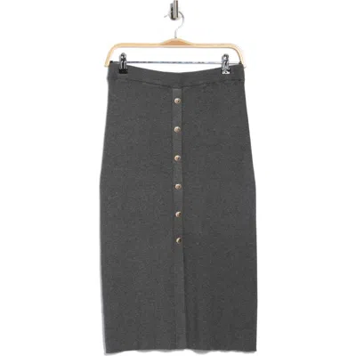 Ellen Tracy Button Front Sweater Skirt In Gray