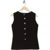Ellen Tracy Button Front Sweater Vest In Black
