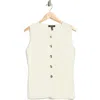 Ellen Tracy Button Front Sweater Vest In White