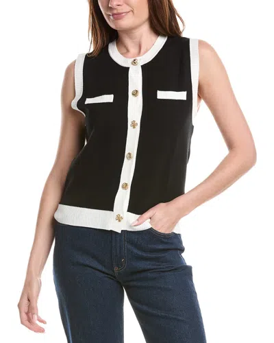 Ellen Tracy Button Front Vest In Black