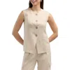 Ellen Tracy Button Front Vest In Linen