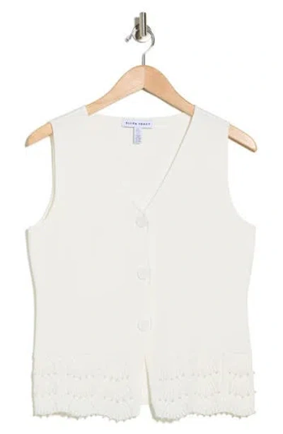 Ellen Tracy Buttoned Sweater Vest In Neutral