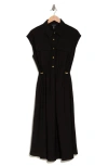 Ellen Tracy Cap Sleeve Shirtdress In Black