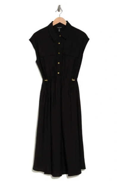 Ellen Tracy Cap Sleeve Shirtdress In Black