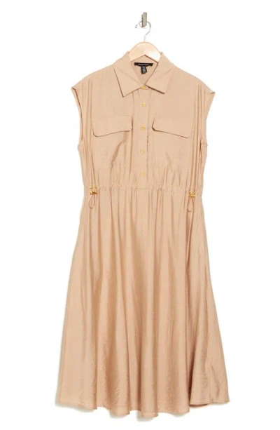 Ellen Tracy Cap Sleeve Shirtdress In Gold