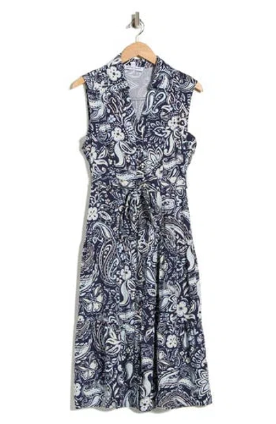 Ellen Tracy Cap Sleeve Tiered Midi Shirtdress In Black