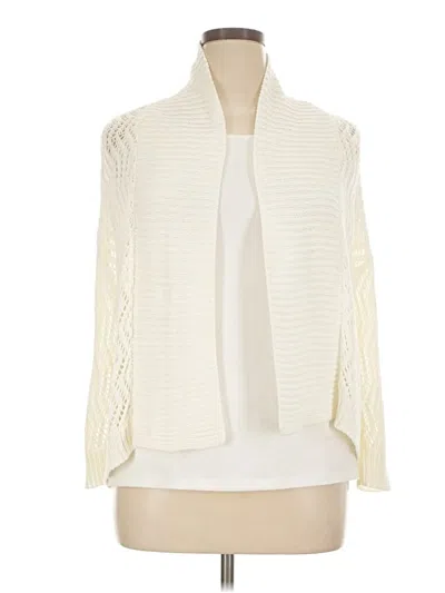 Pre-owned Ellen Tracy Cardigan Sweater In Ivory