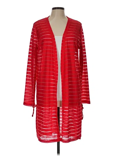 Pre-owned Ellen Tracy Cardigan Sweater In Red