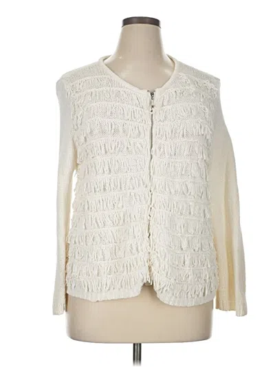 Pre-owned Ellen Tracy Cardigan Sweater In White