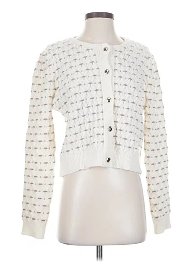 Pre-owned Ellen Tracy Cardigan Sweater In White