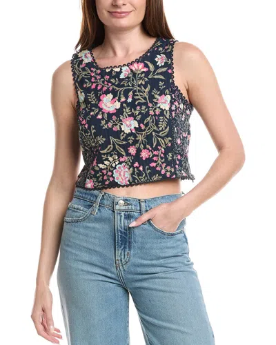 Ellen Tracy Challis Floral Top In 650-pink Cottage Floral
