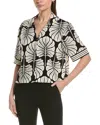 Ellen Tracy Challis Printed Top In Green