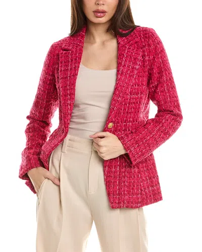 Ellen Tracy Chenille Tweed Blazer In Pink