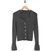Ellen Tracy Collared Button Cardigan In Black