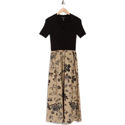 Ellen Tracy Collared Mixed Media Dress