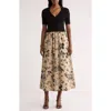 Ellen Tracy Collared Mixed Media Dress In Multi
