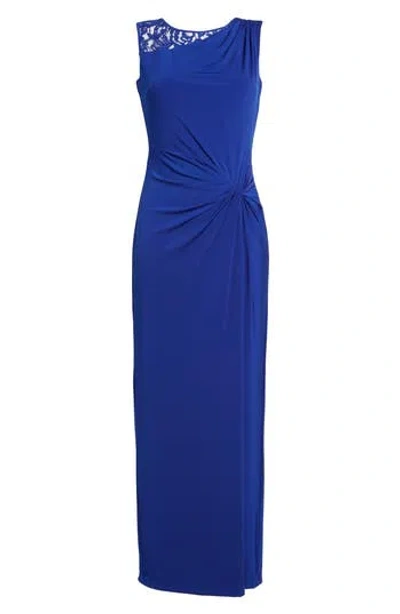 Ellen Tracy Column Gown In Cobalt