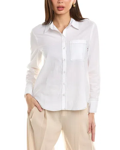 Ellen Tracy Contrast Stitch Shirt In White